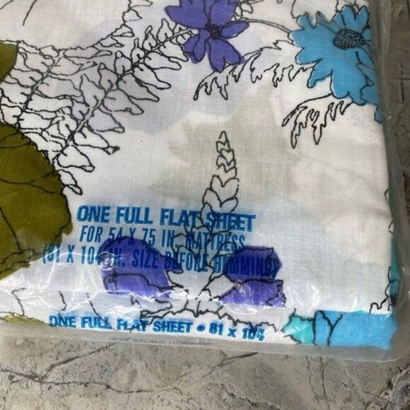 New Vintage Floral 60s 1960s 70s 1970s flat sheet Burlington Spring bouquet - Picture 8 of 10